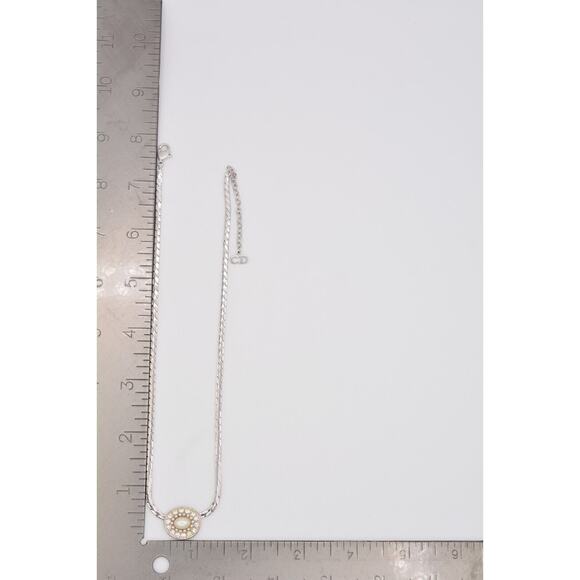 Christian Dior Vintage Collar Necklace Rhinestone Pearl Silver Signed 80s Bin7A - Picture 12 of 12